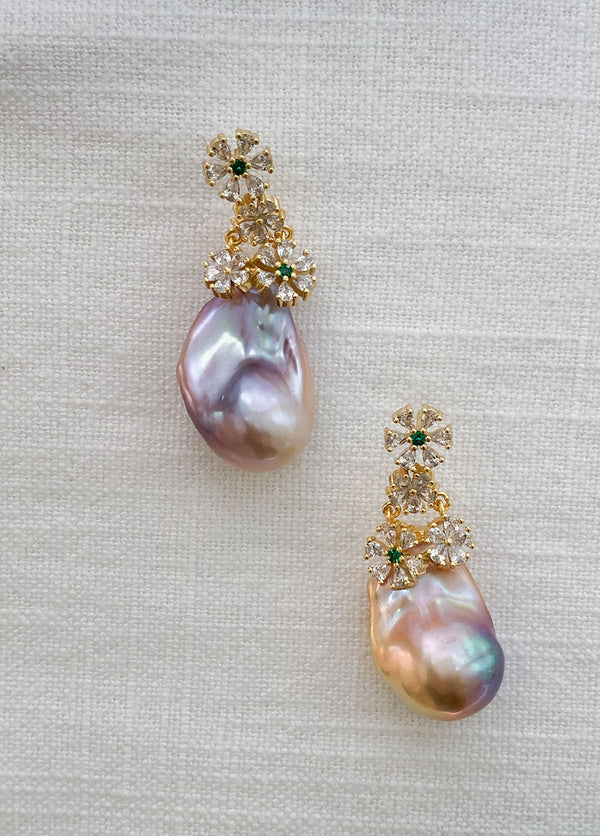 Floral Baroque Pearl Earrings