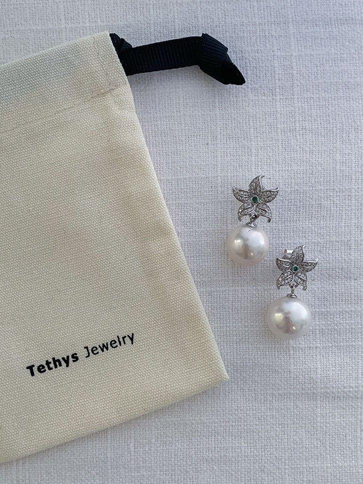 Sterling Silver Star Pearl Earrings