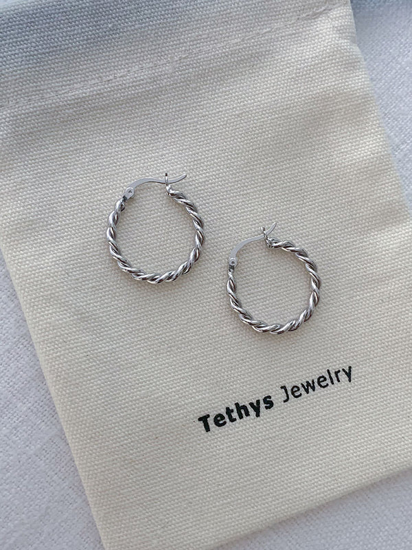 Wave pattern sterling silver earrings
